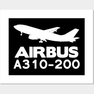 Airbus A310-200 Silhouette Print (White) Posters and Art